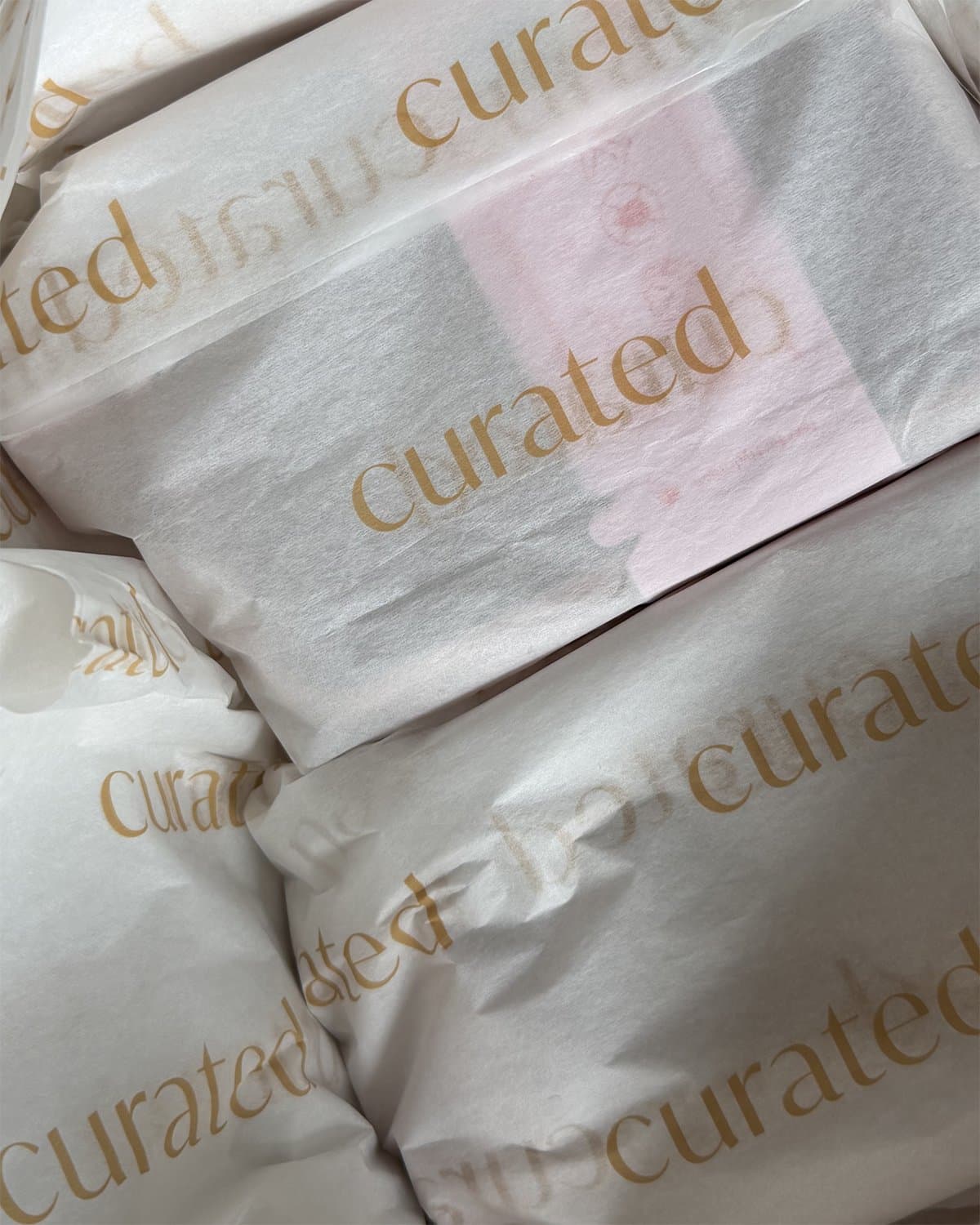 Tissue printed with the word curated