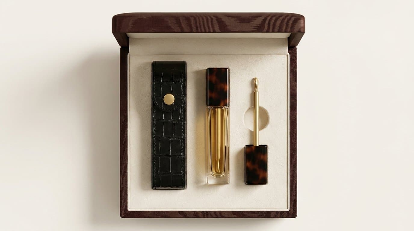 The case and serum set in a framed presentation box