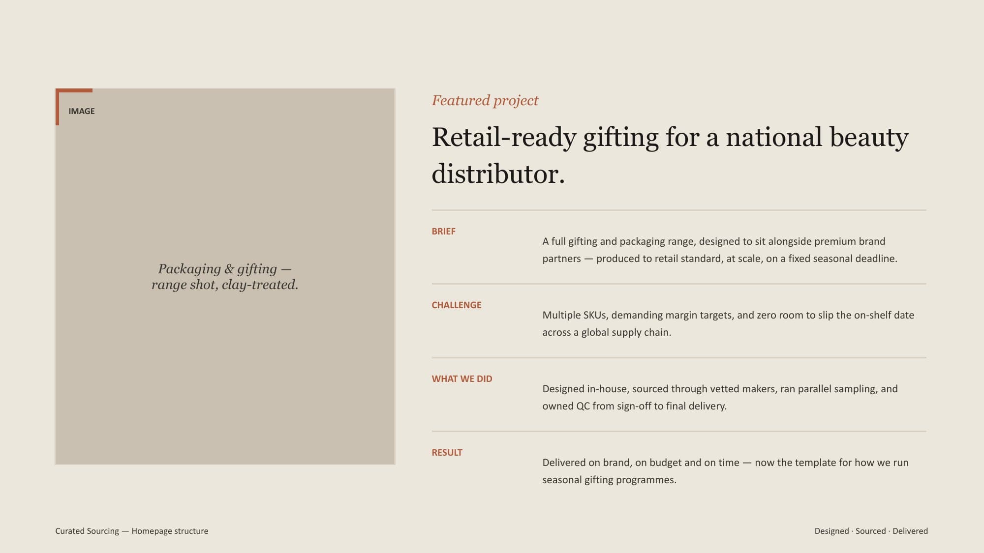 The homepage structure walkthrough: The featured project
