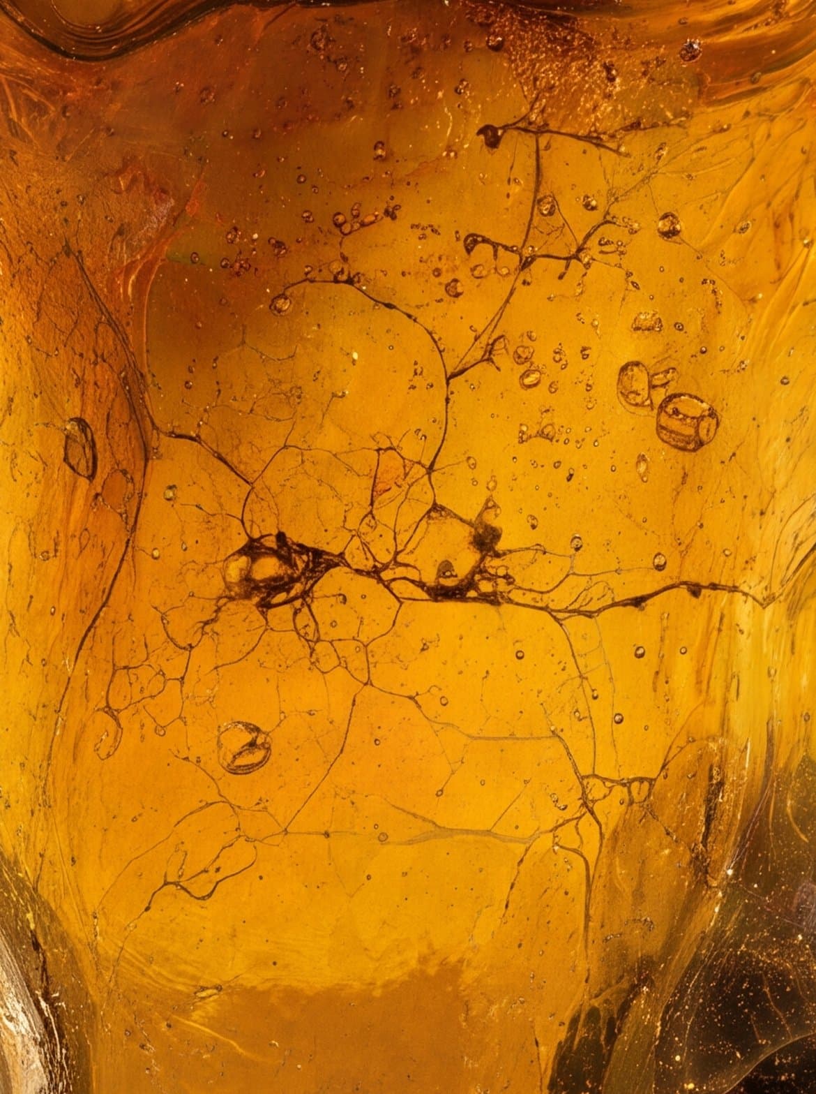 The amber, close, veined with gold