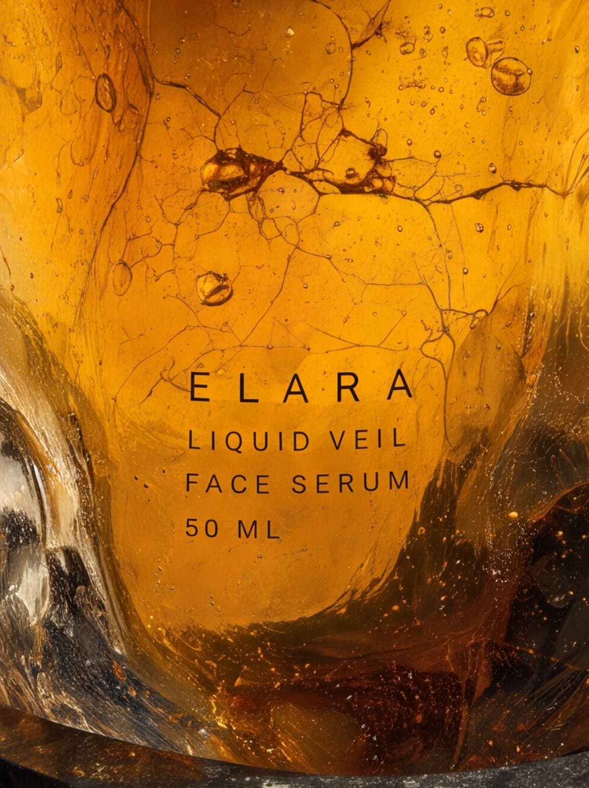 The label, close: Elara, Liquid Veil, face serum