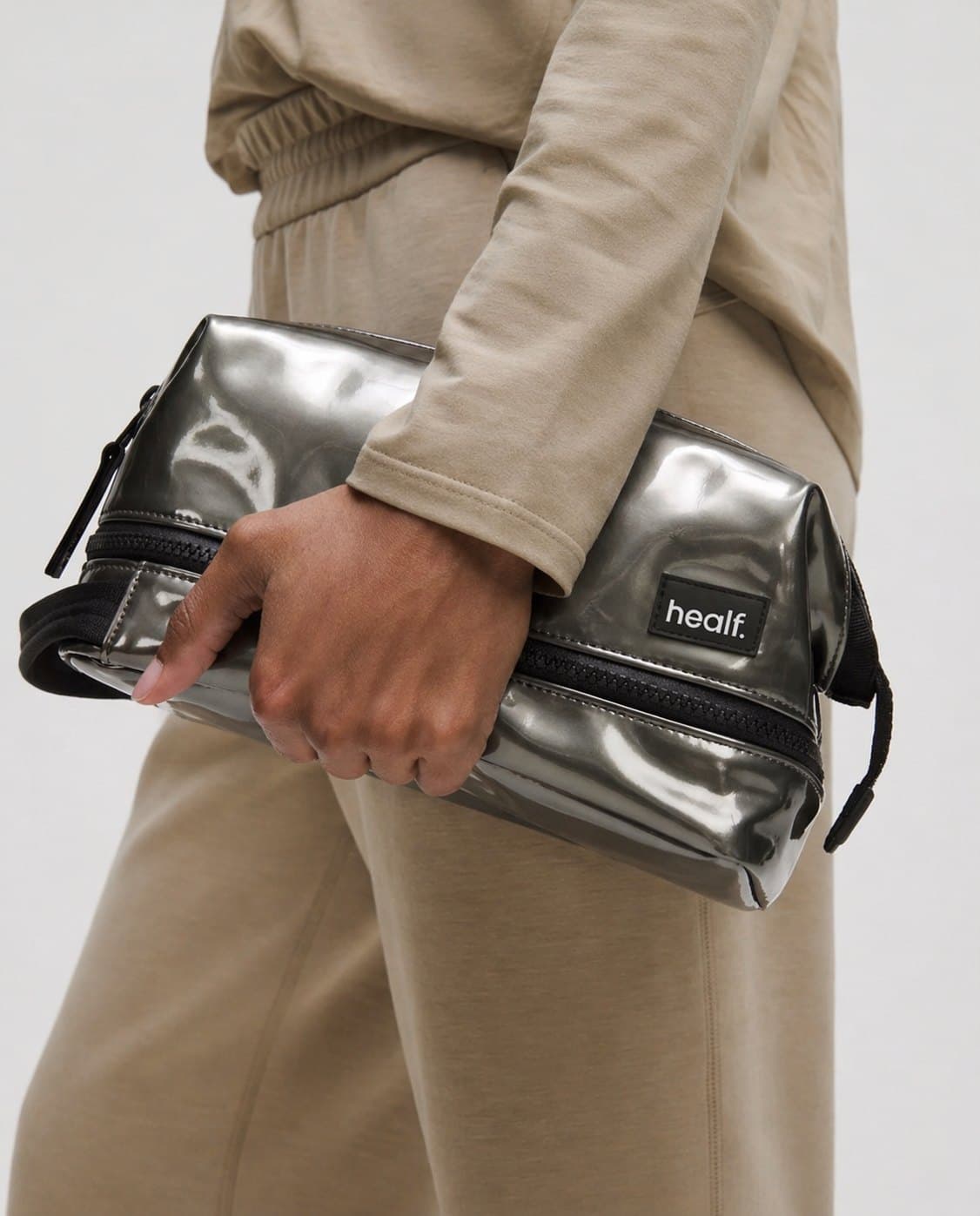 The silver wash bag carried