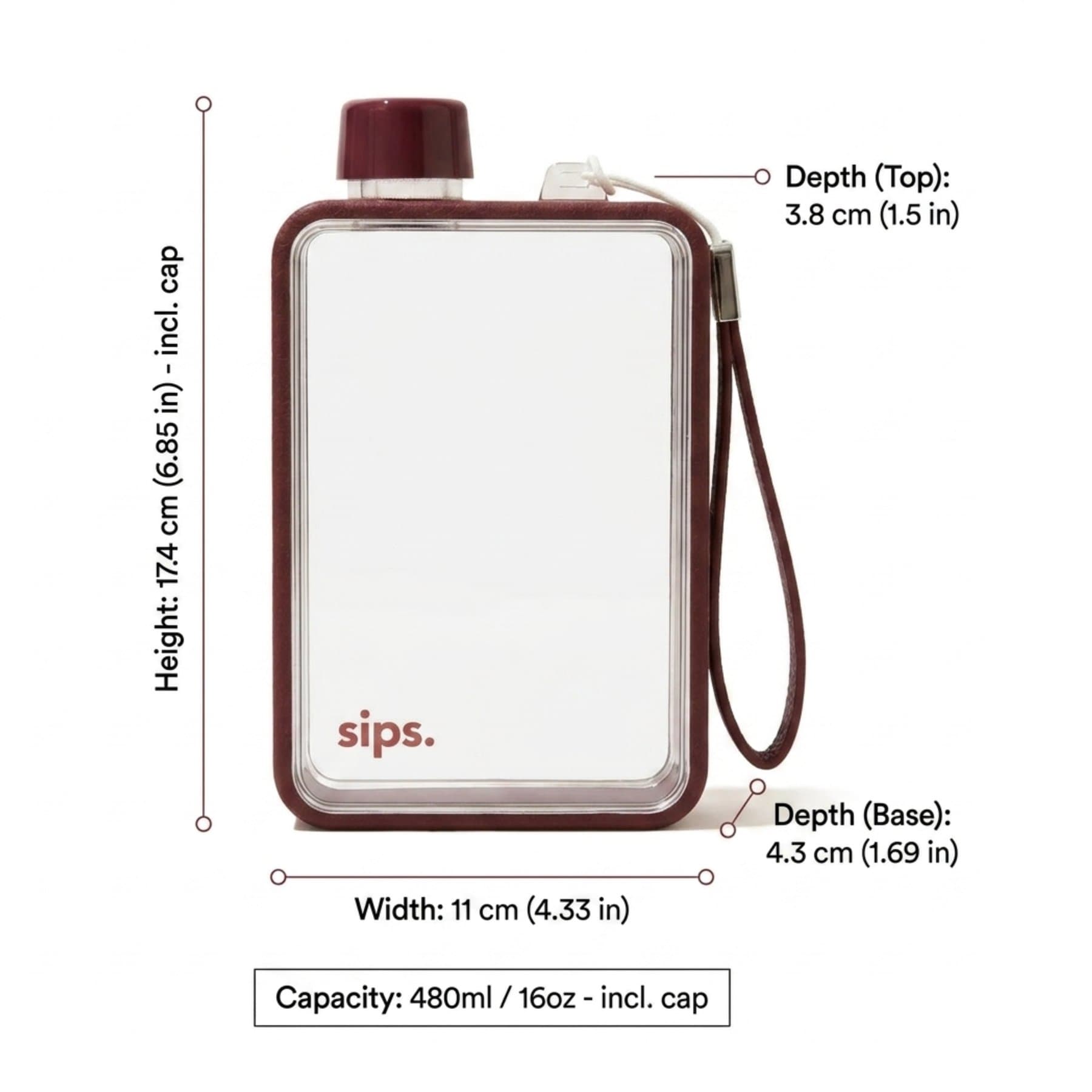 The bottle's dimensions, the Amazon tile